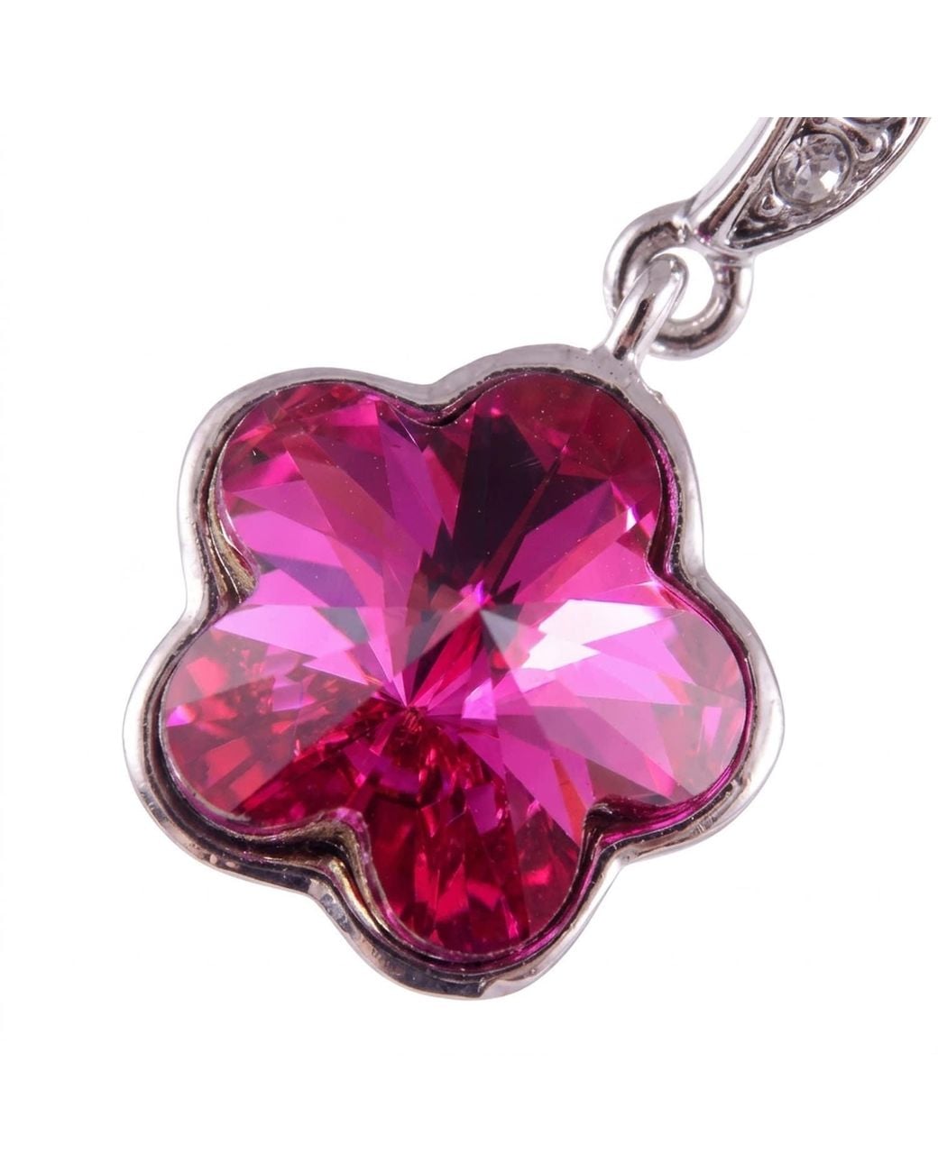 Modenaire Pink Elegant Drop Earrings With Crystal Flower