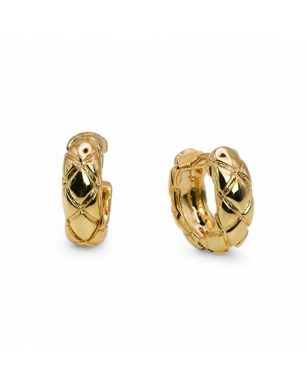 Miss Cecilia Metallic Quilted Huggie Hoop Earrings