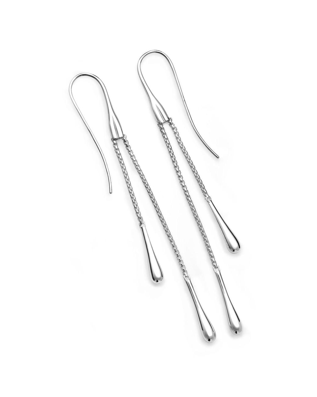 Lucy Quartermaine Metallic Solid Sterling Double Drop Earrings