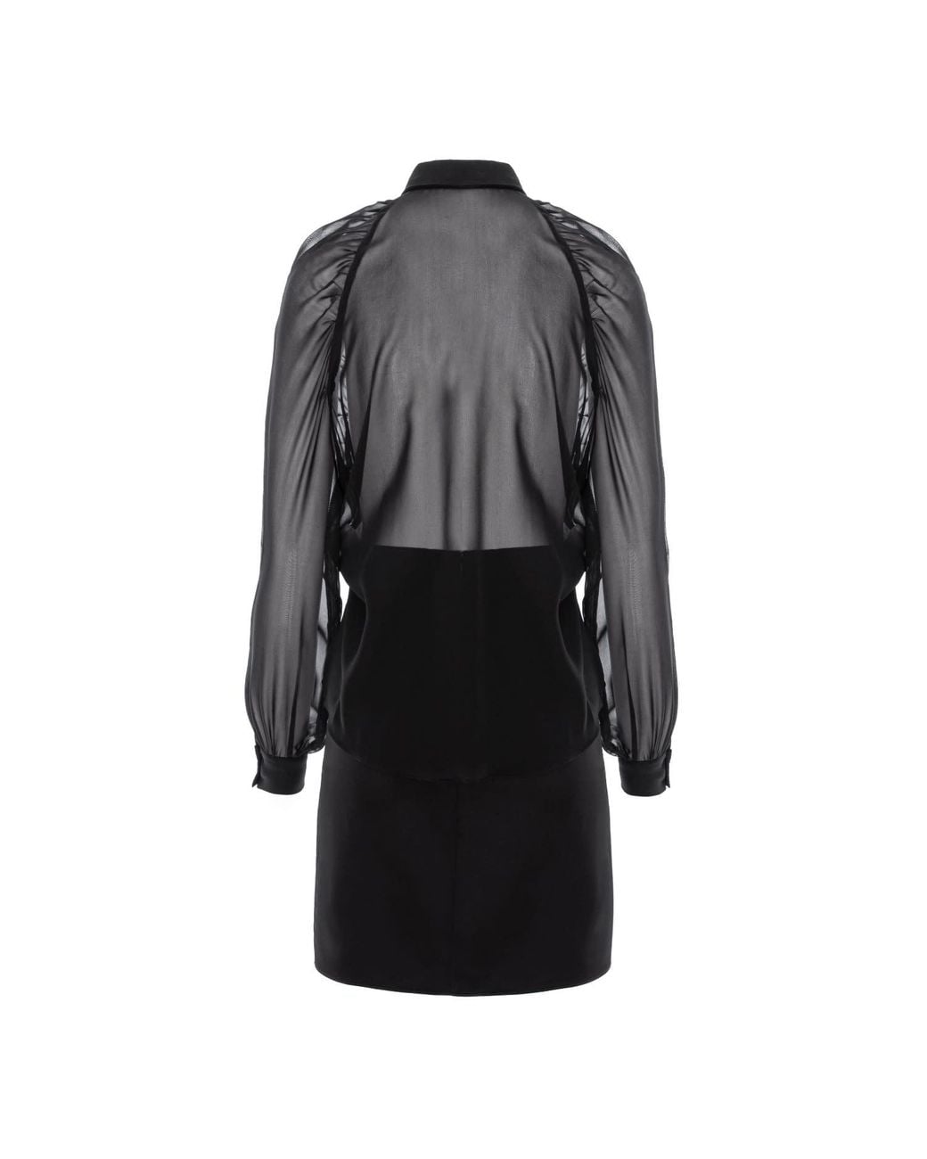 AVENUE No.29 Black Gathered Raglan Sleeve Viscose & Silk Mini Shirt Dress