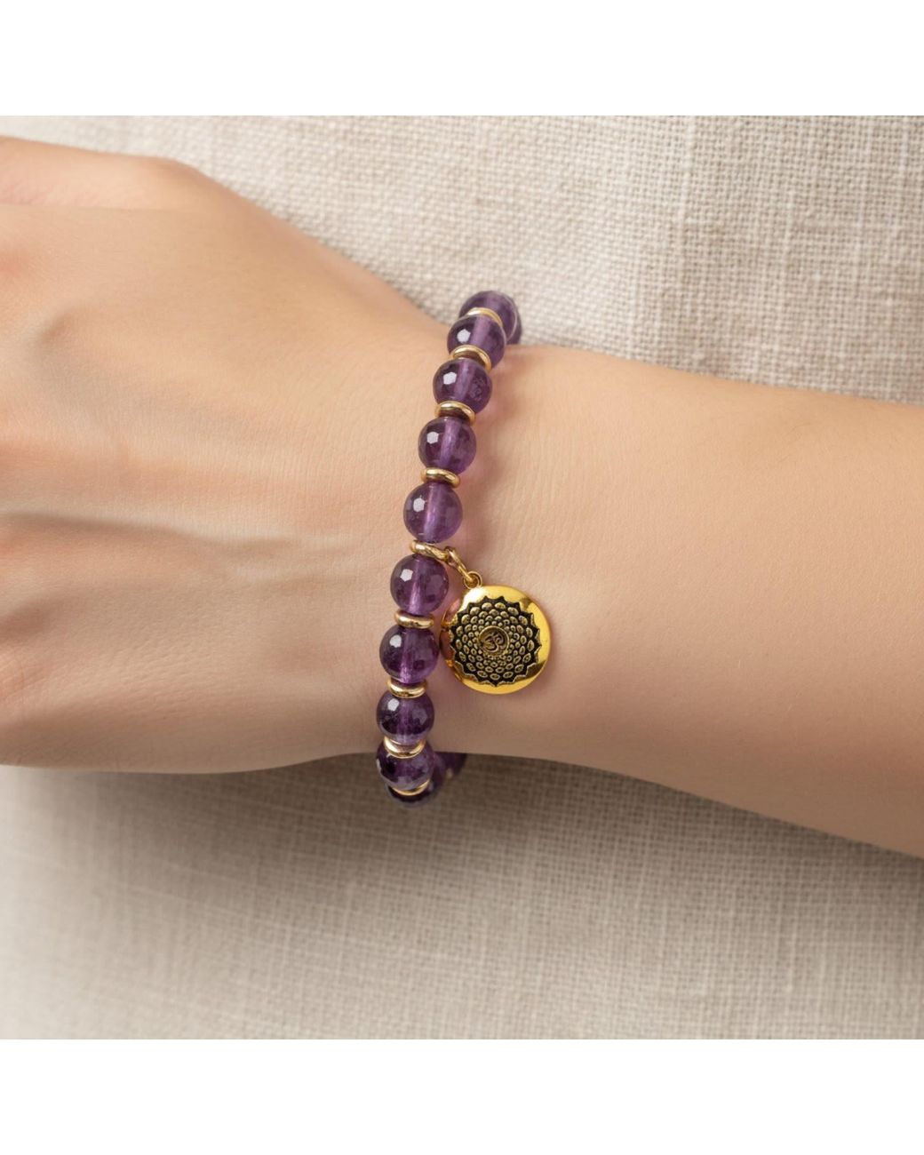 Seven Saints Purple Crown Chakra Amethyst Activation Bracelet, Plated