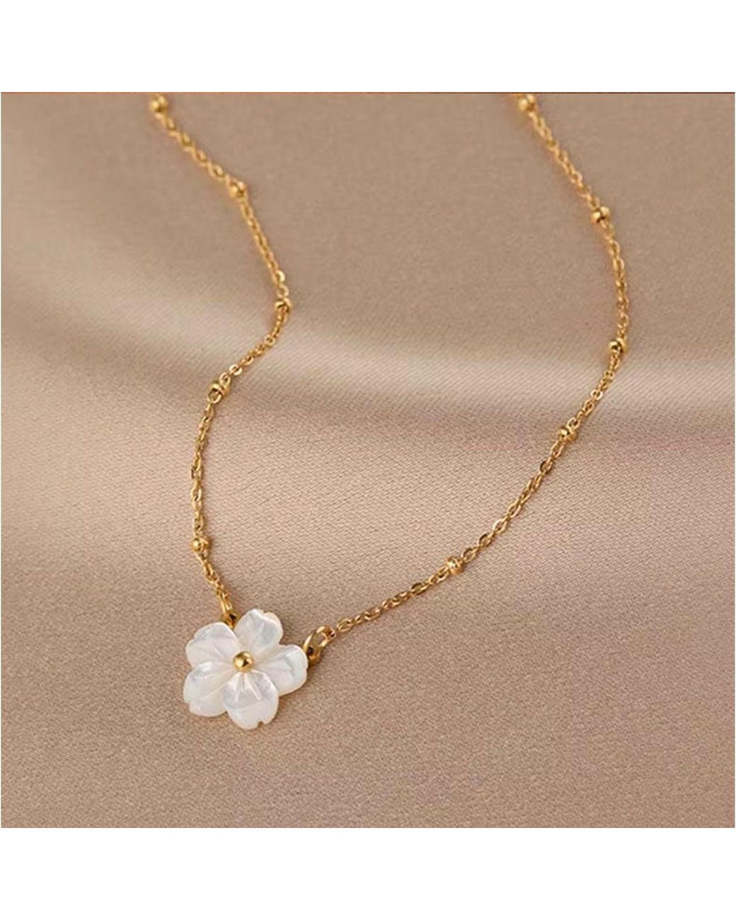 Olivia Le Metallic Flora Pearl Flower Necklace