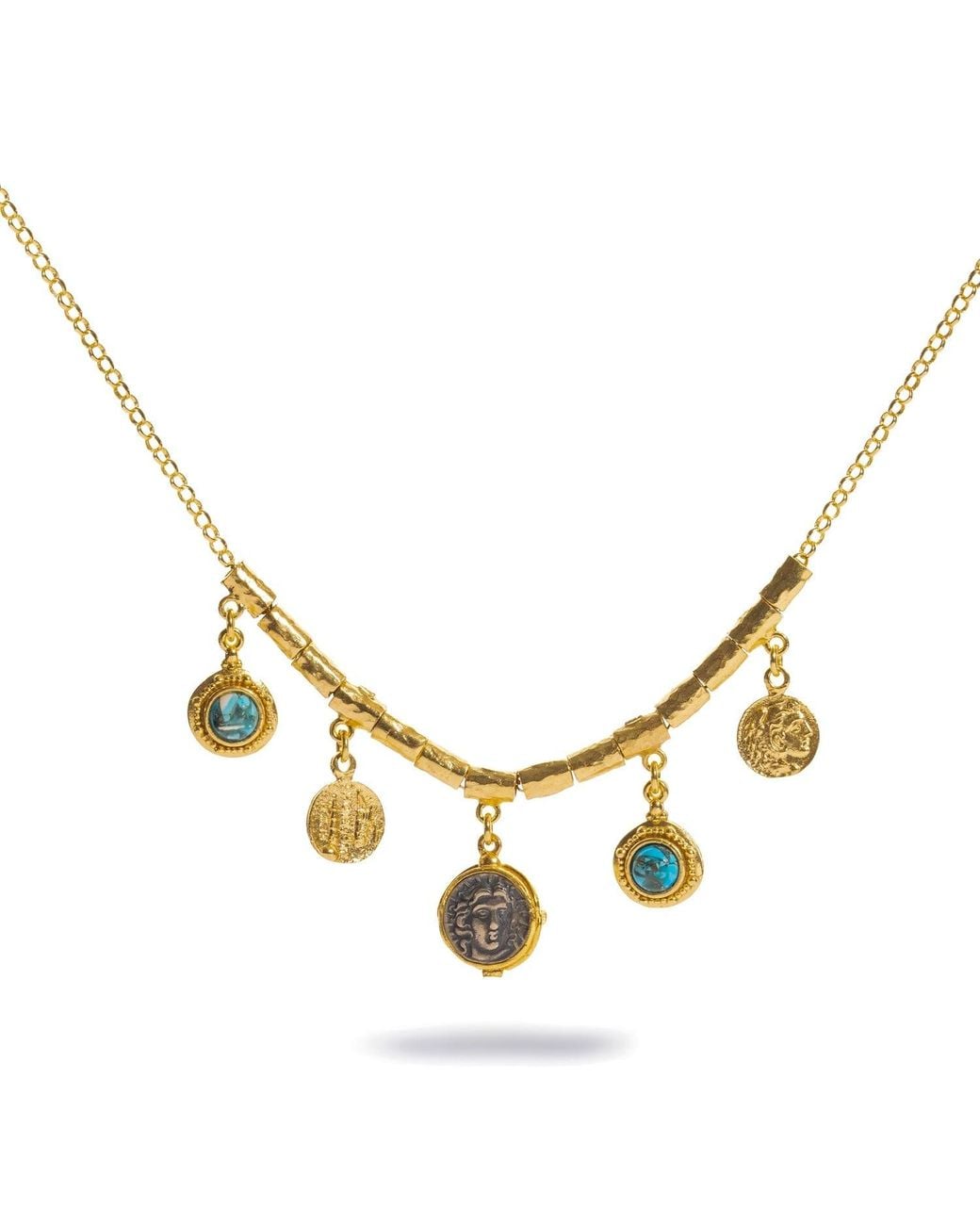 Ebru Jewelry Metallic Safe Passage Coin & Hammered Necklace
