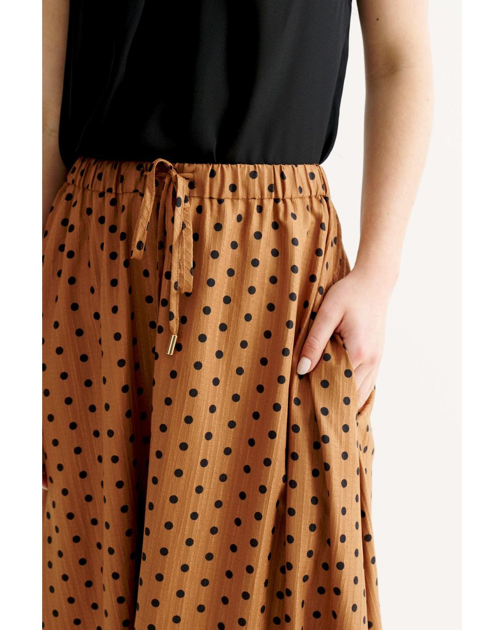 Louche Brown Dixie Spot Print Balloon Midi Skirt