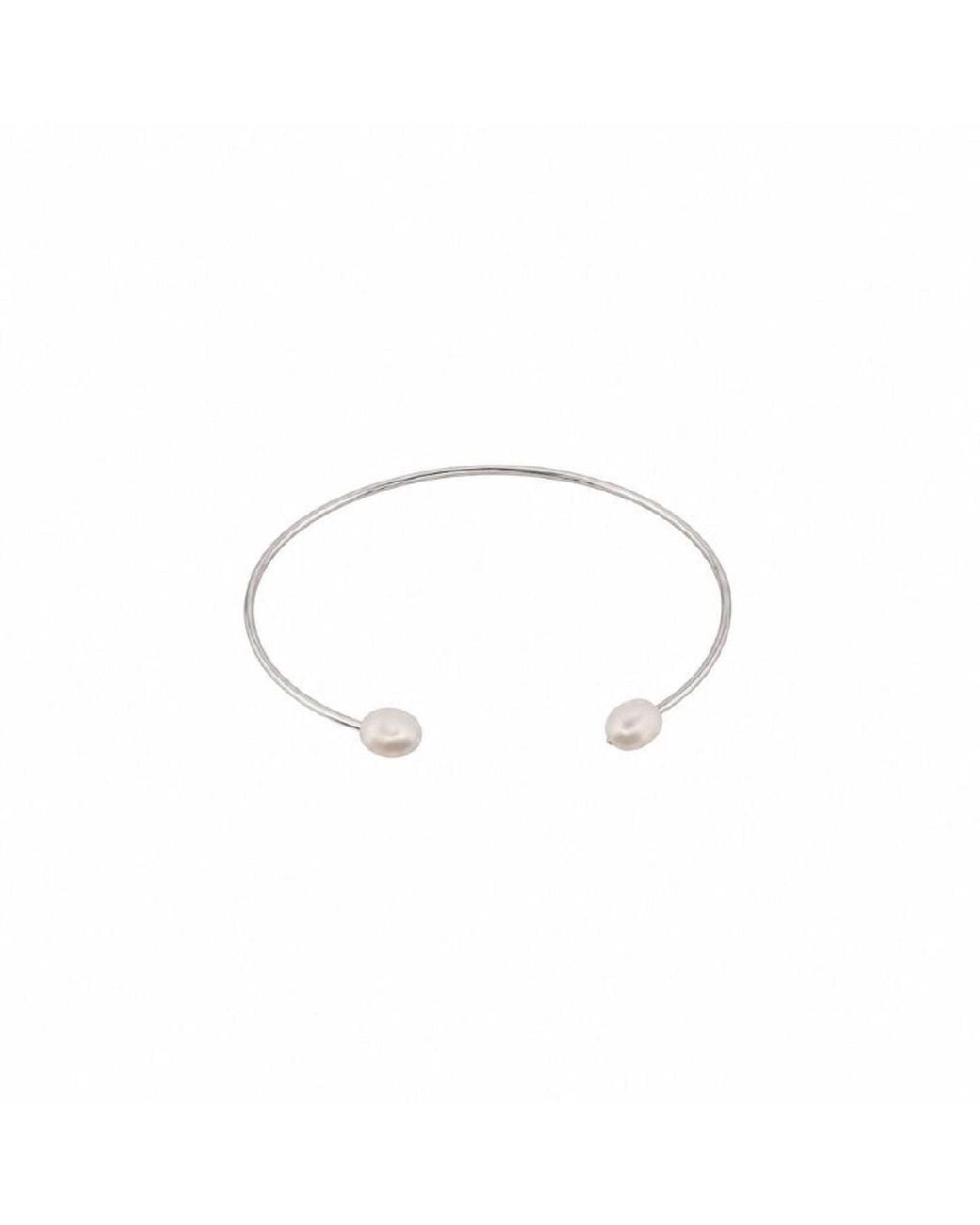Silver Moon Metallic Circle & Pearl Sterling Bracelet