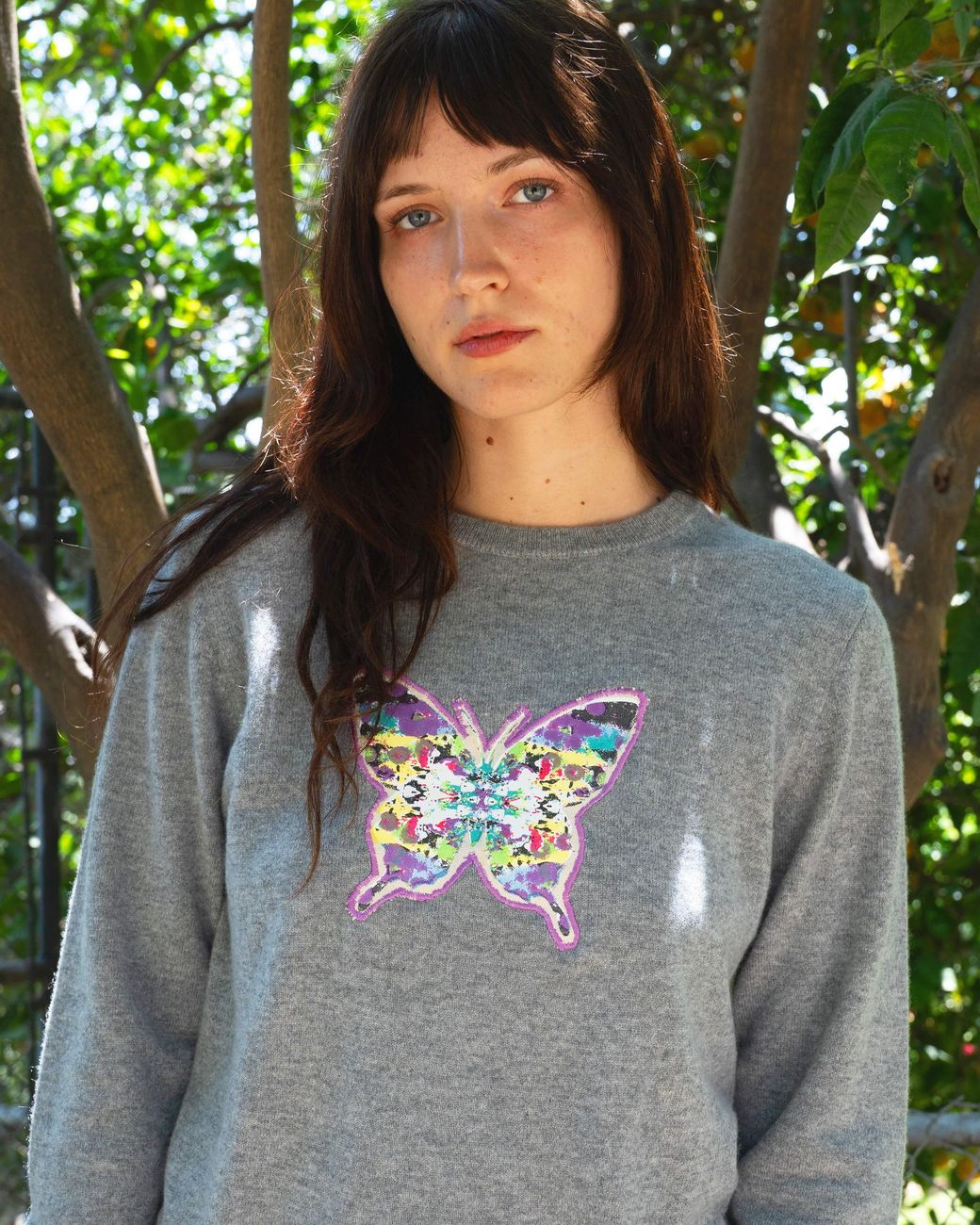 Lilia Munn Blue Limited Edition Butterfly Cashmere Sweater