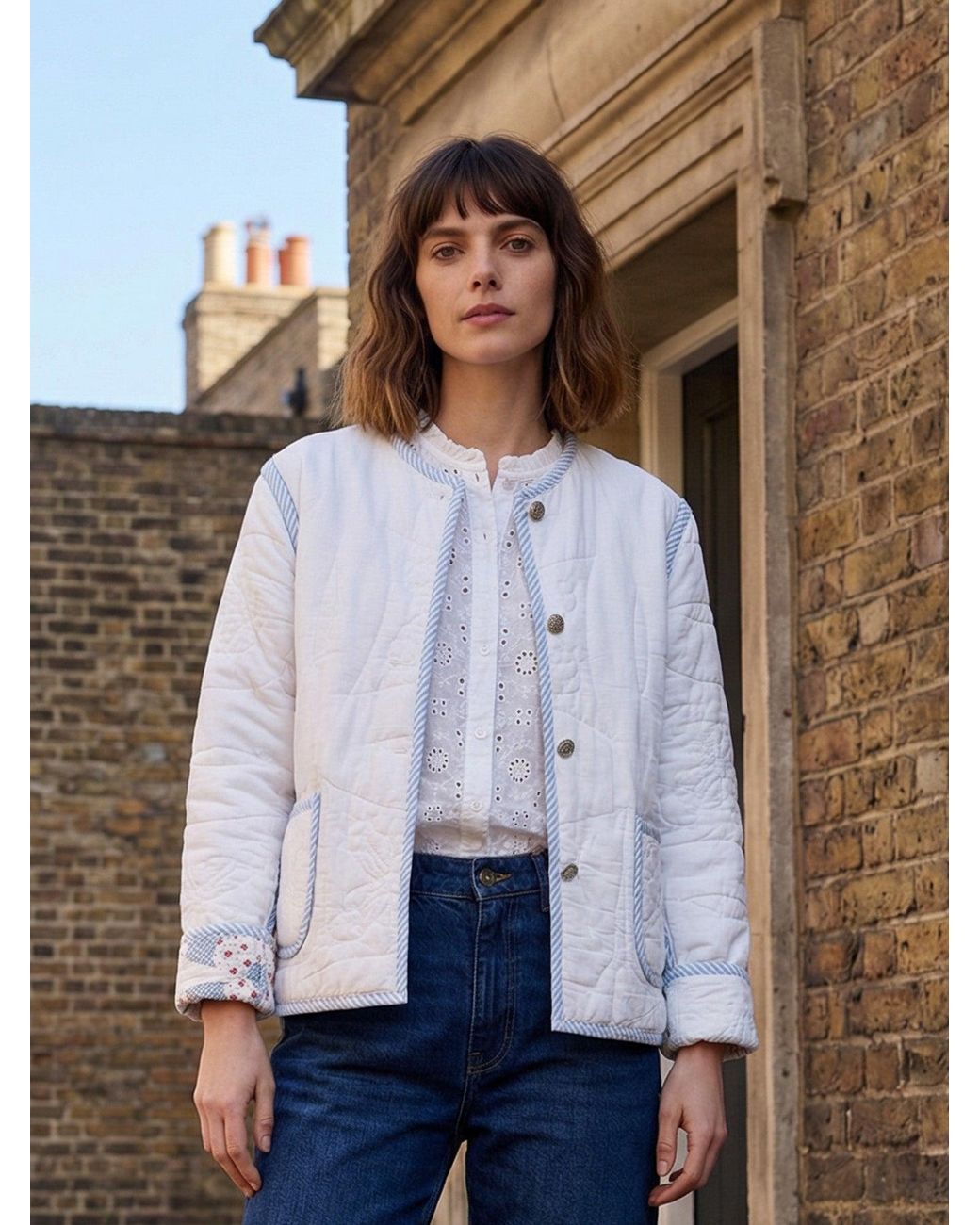 The Well Worn Blue Chloe Jacket – Reworked Patchwork Quilt
