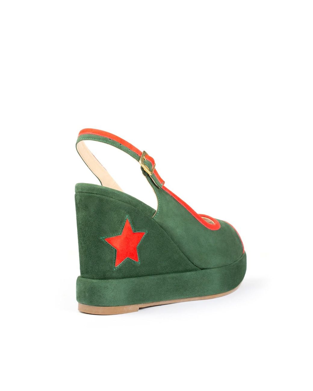Rosamund Muir London Green Davinia & Suede With Star Wedges