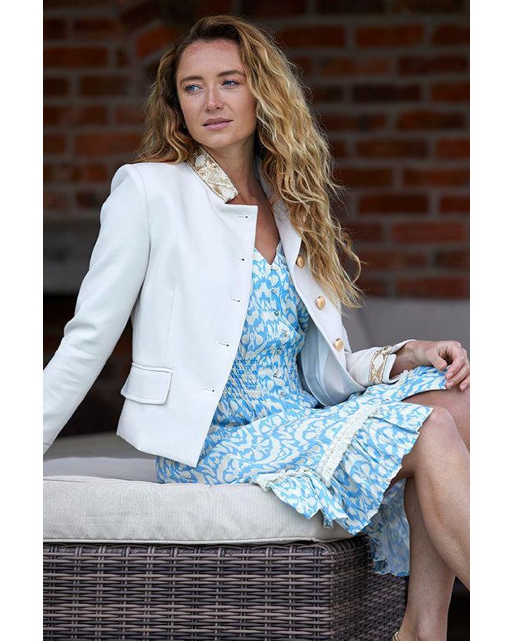 Guinea London Blue Pale & Cream Summer Dress