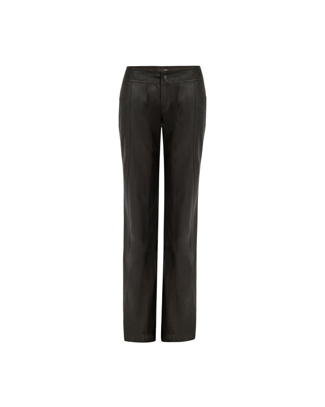OW Collection Black Jade Low-Waist Faux Leather Pants