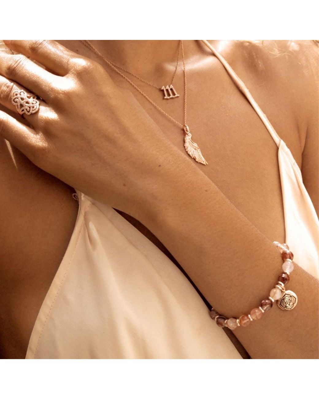 Seven Saints White Rose Root Chakra Activation Bracelet, Fire Quartz, Rose
