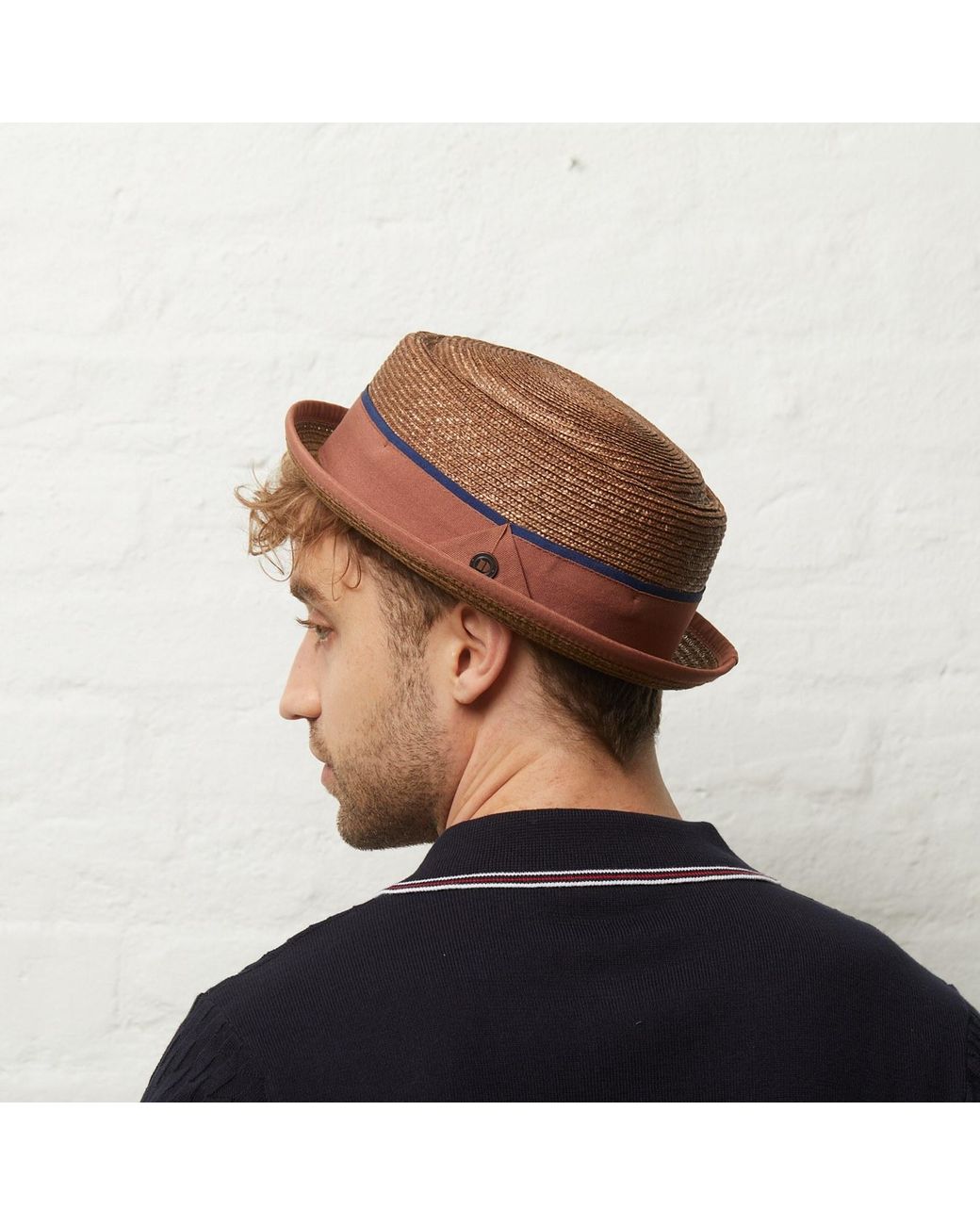 Dasmarca Hats Brown Dasmarca Oscar Summer Telescope Crown Lightweight Wheat Grass Breathable Mod Porkpie Hat for men