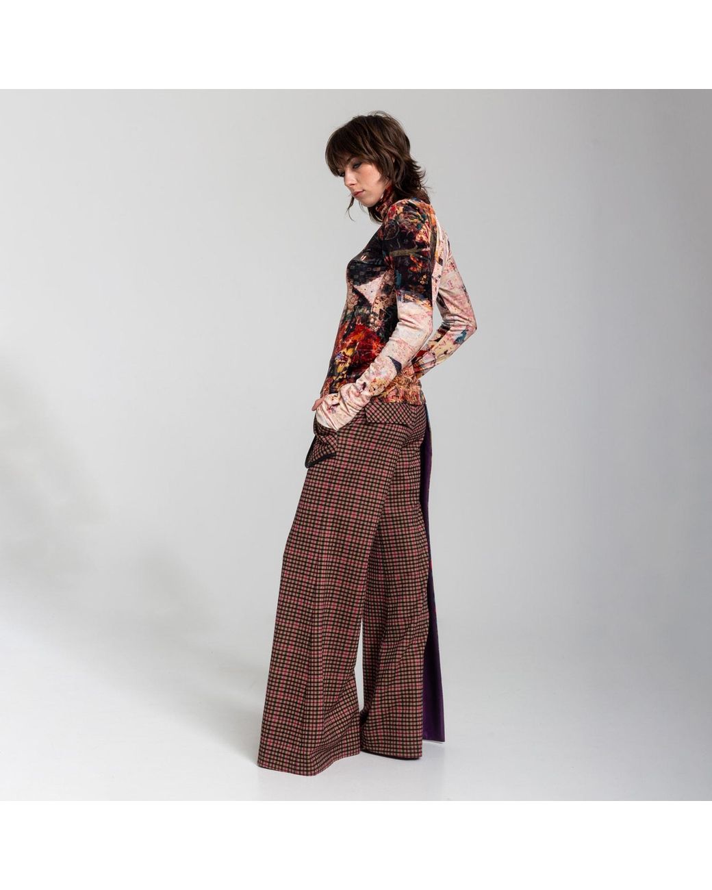 ARTISTA Brown Cross Bloom Pants