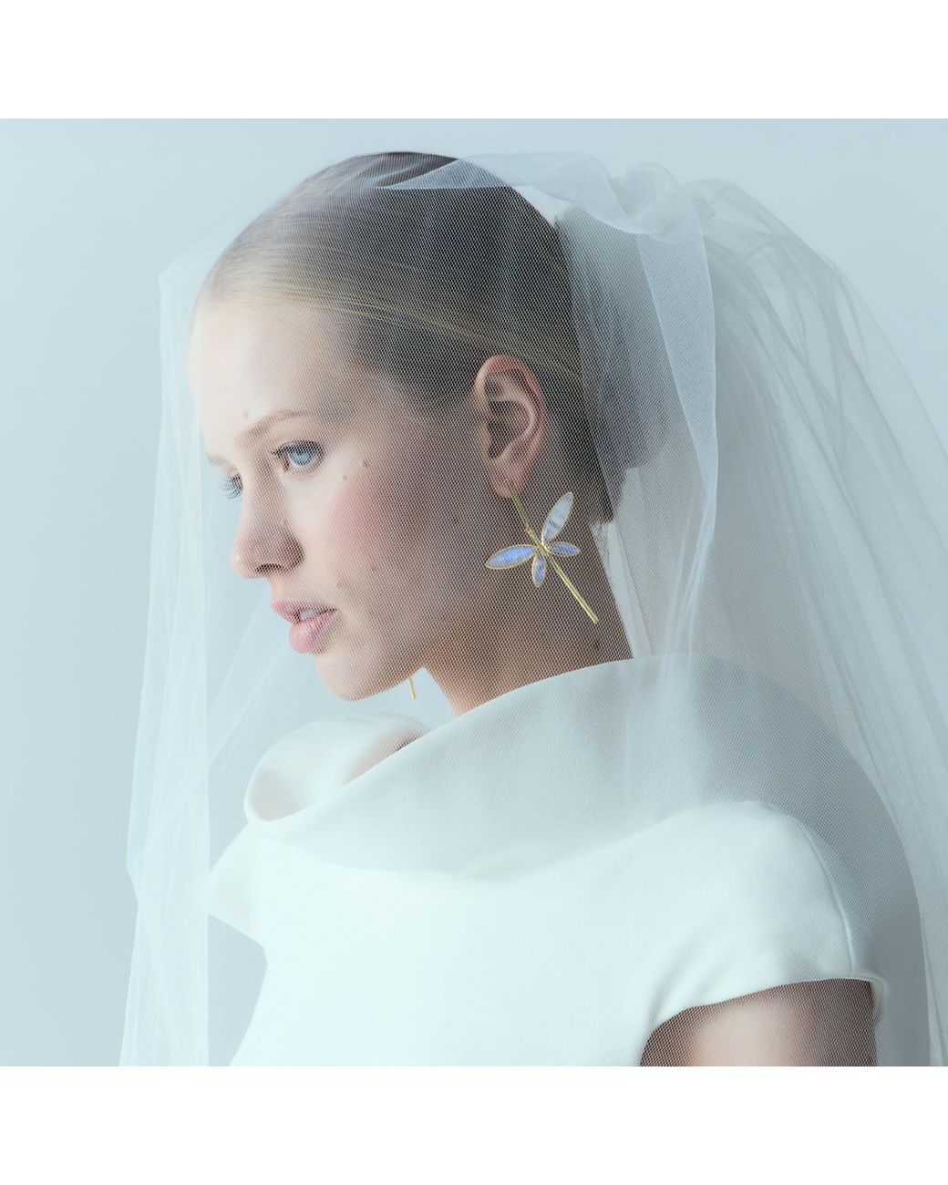 Lavani Jewels Metallic Dafne Dragonfly White Earrings