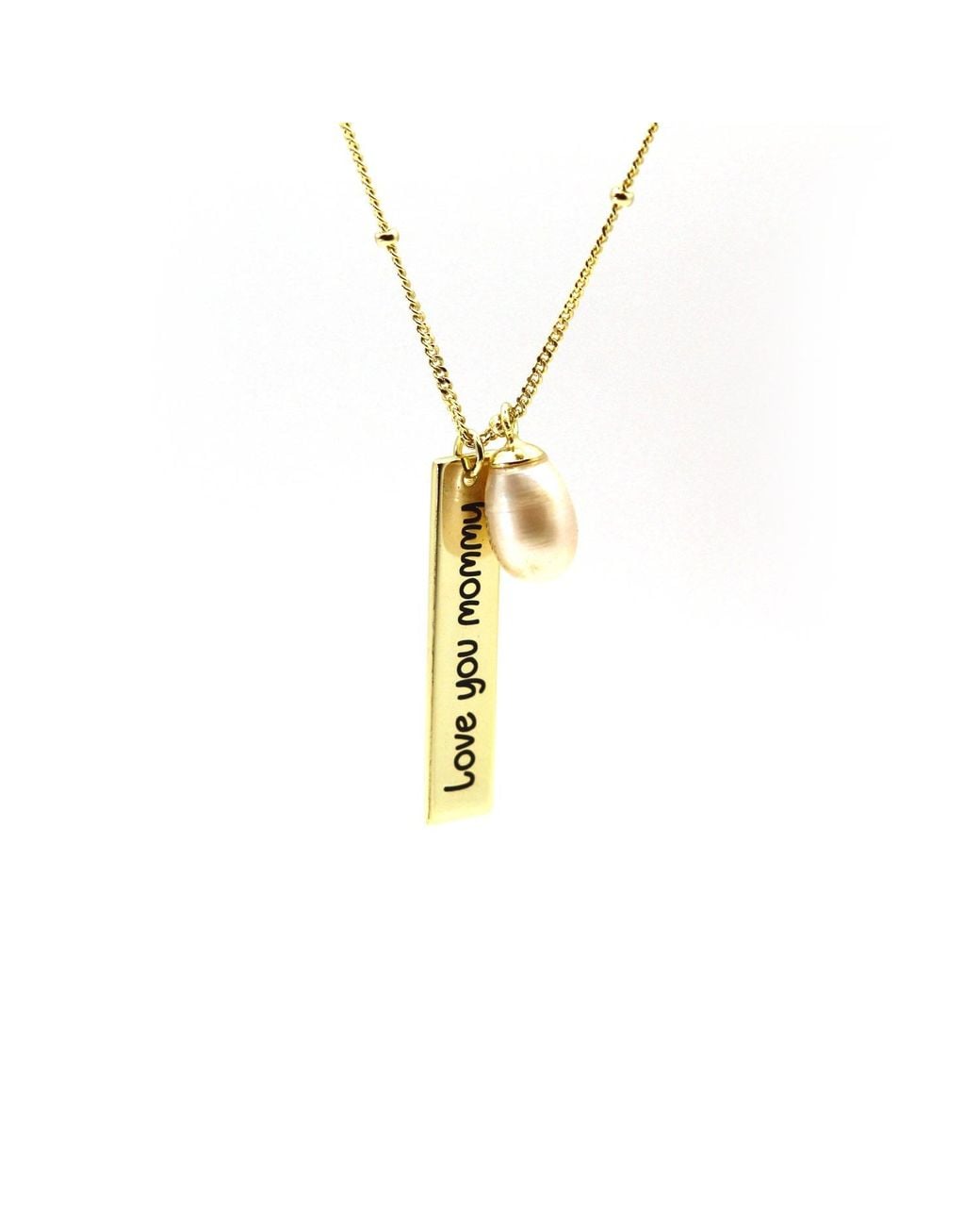 VicStoneNYC Fine Jewelry Metallic Love You Mommy Pearl Necklace