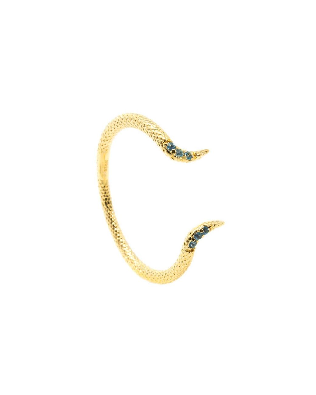 NASI SILVER Metallic Adjustable Fishtail Ring- Topaz