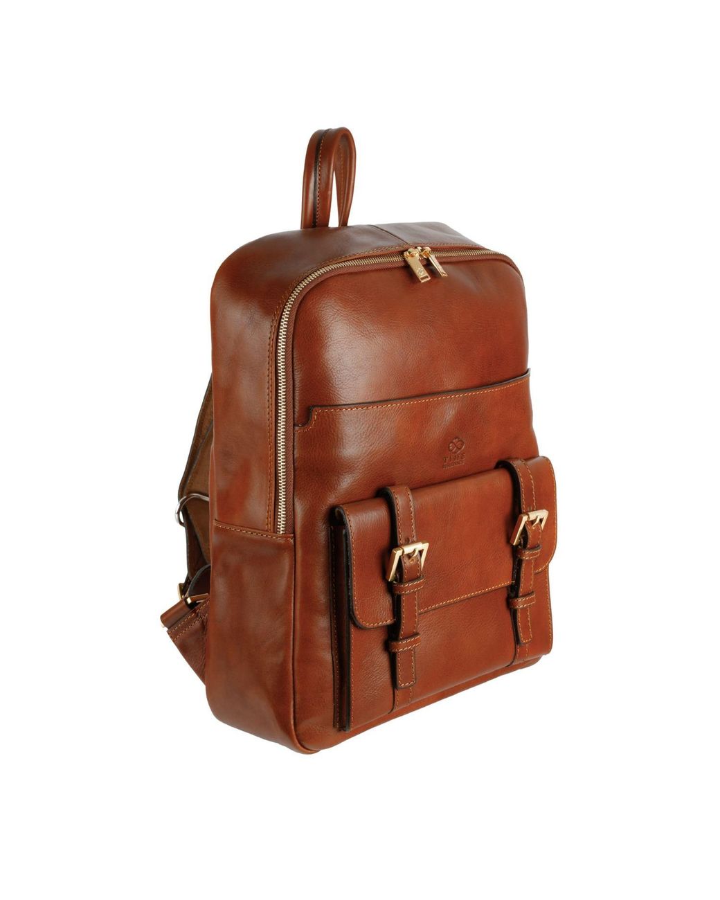Time Resistance Brown Leather Backpack Travel Bag