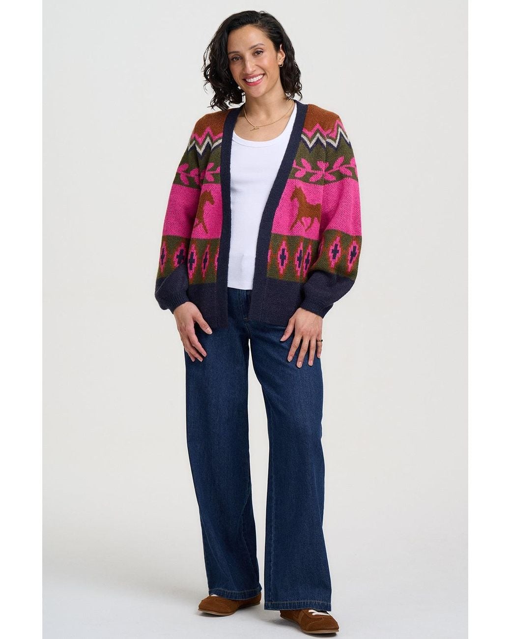 Sugarhill Red Yvette Cardigan Horses