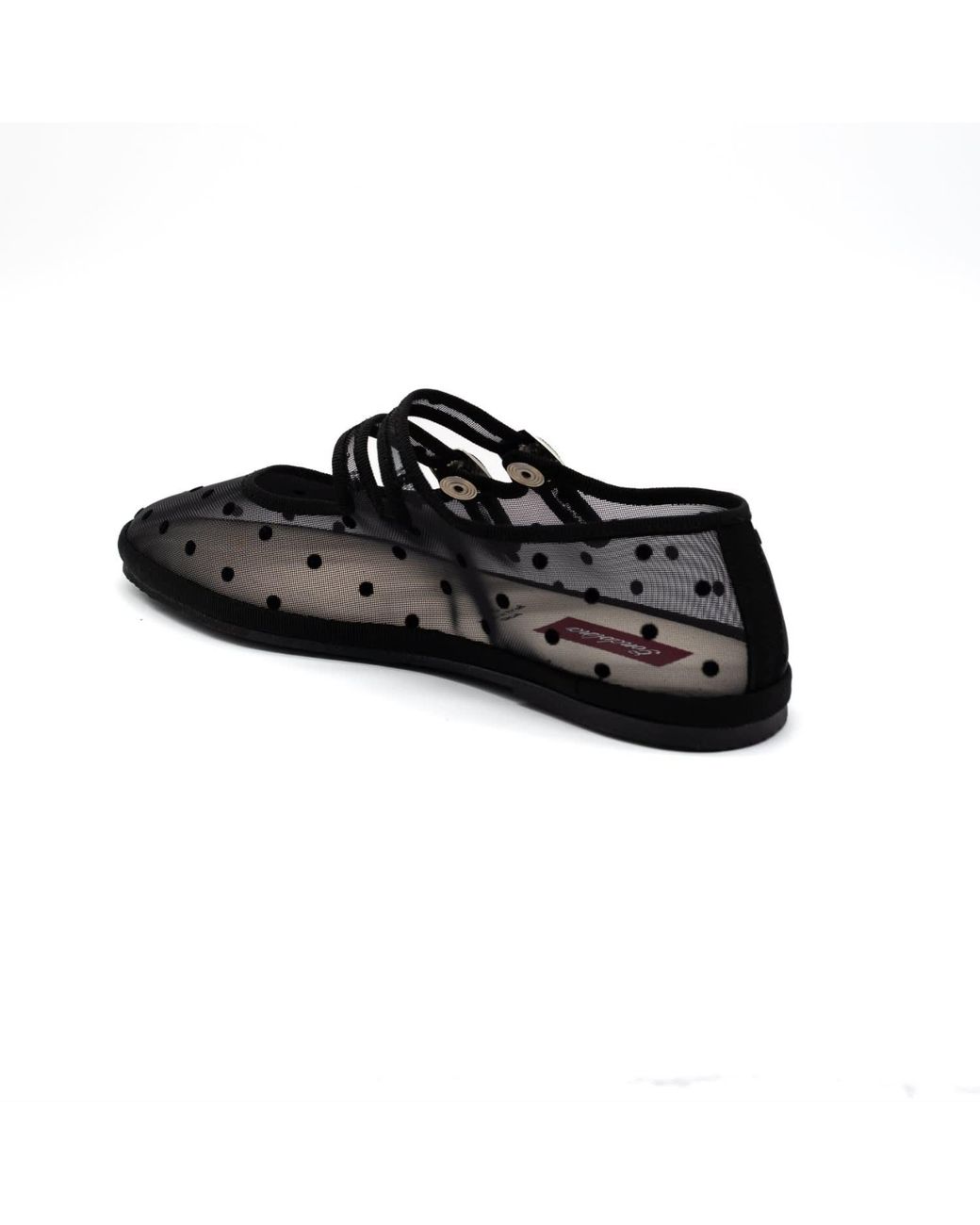 Gondolina Shoes Black Moretta Polka-Dot Mesh Double-Strap Mary Jane Shoes – Made