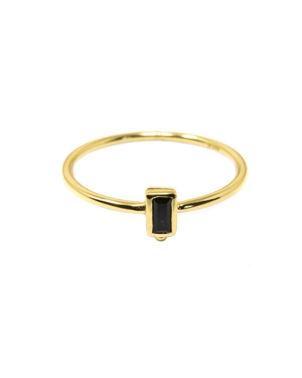NASI SILVER Metallic Level Baguette Ring- Onyx