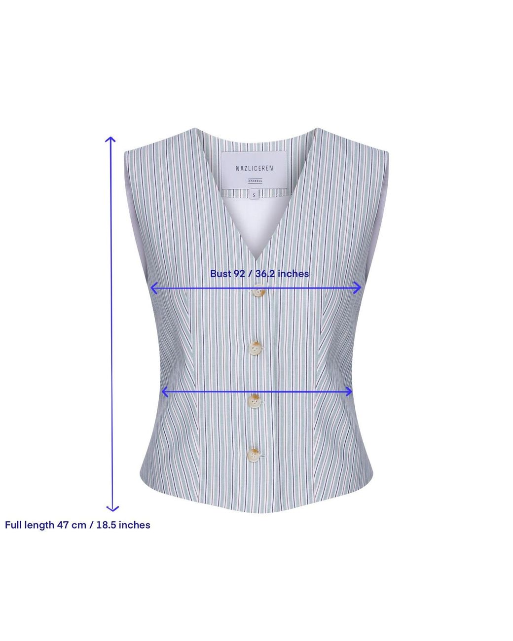 NAZLI CEREN Blue Lyra Cotton Waistcoat