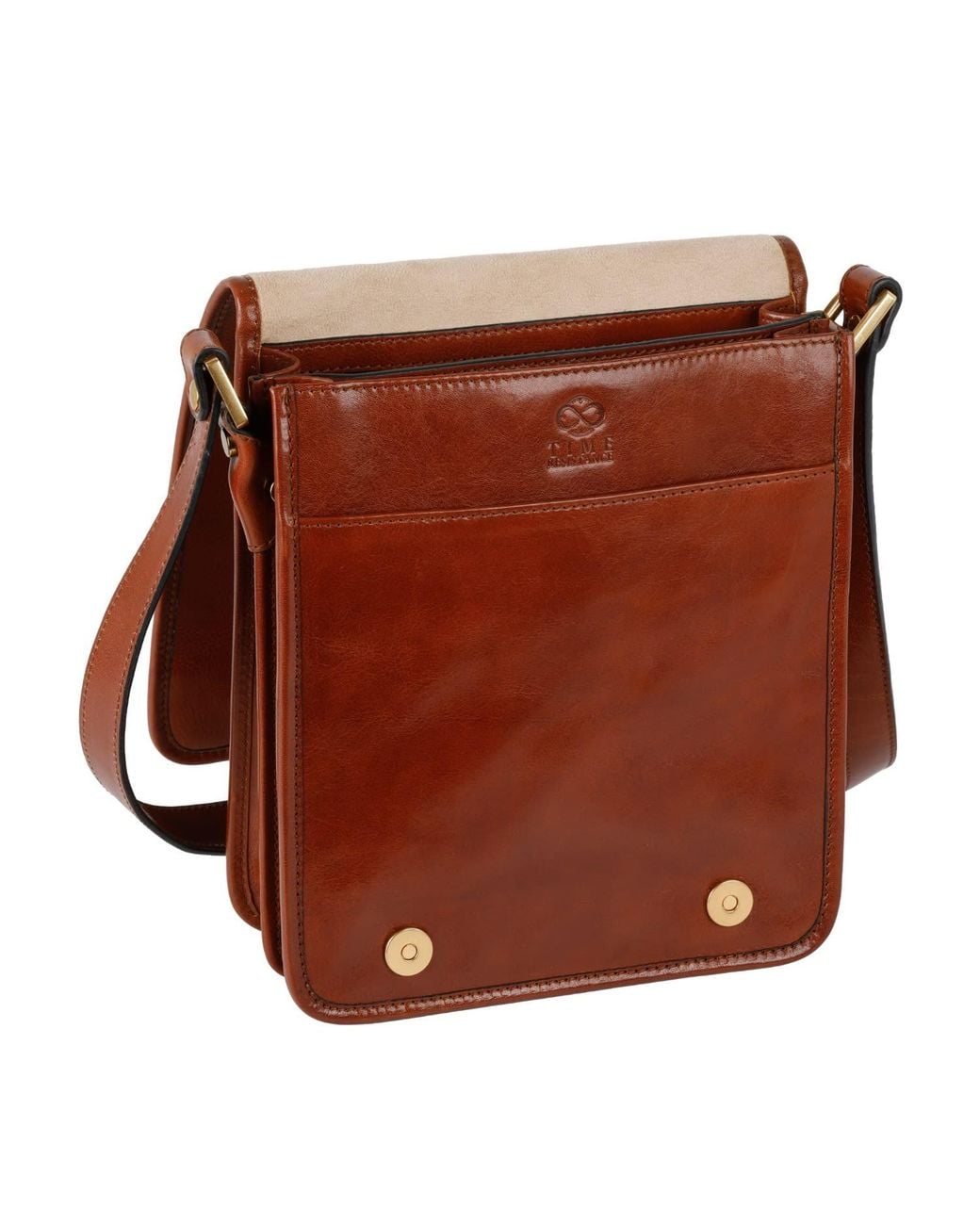 Time Resistance Brown Small Leather Messenger Bag for men