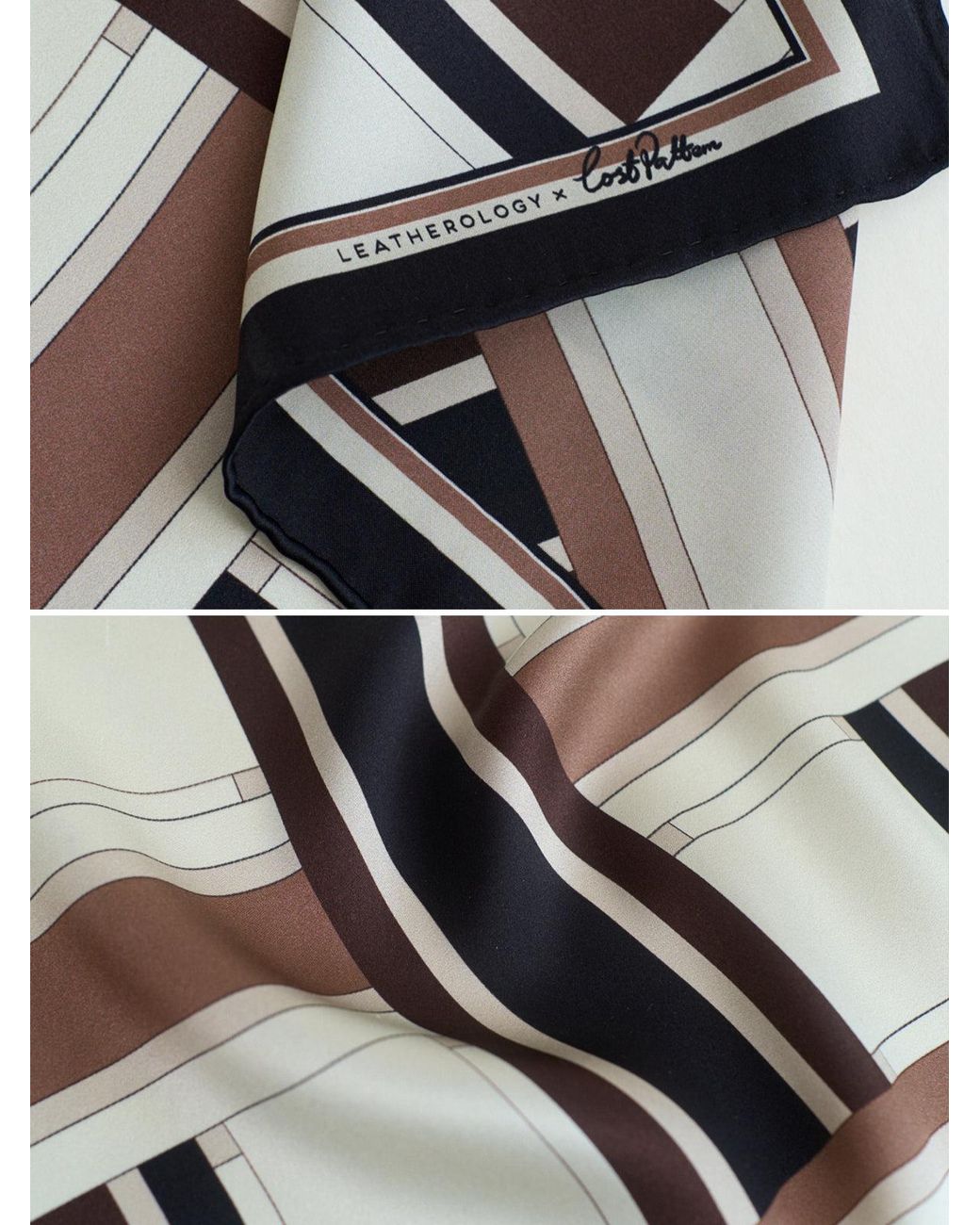 Lost Pattern Black Lost Pattern X Leatherology Silk Pocket Square for men