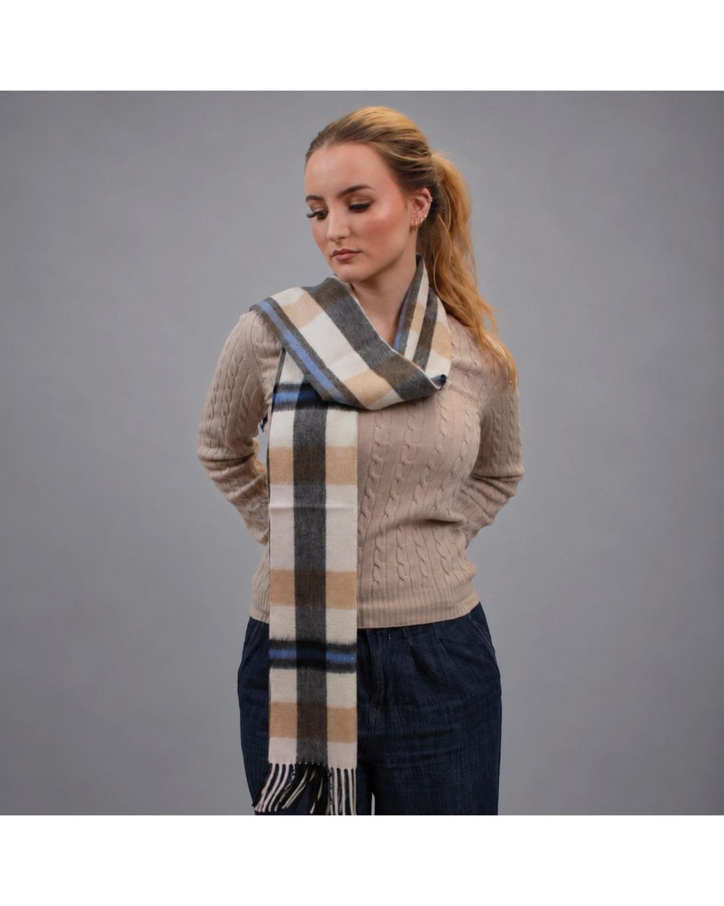 Loom & Cove Blue Camel Check