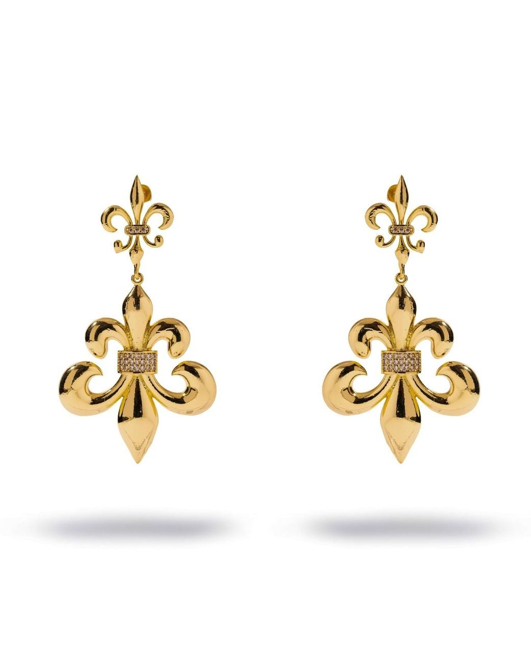 Ebru Jewelry Metallic Royal Fleur De Lis Crystal Drop Earrings