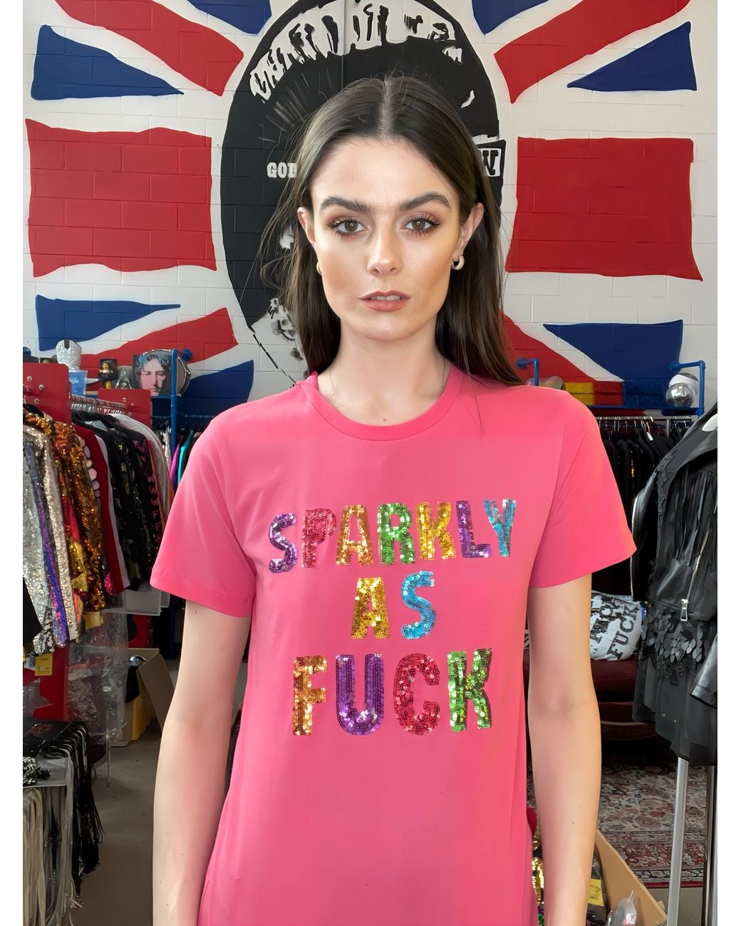 Any Old Iron Pink Sparkly As Fuck Sequin T-Shirt