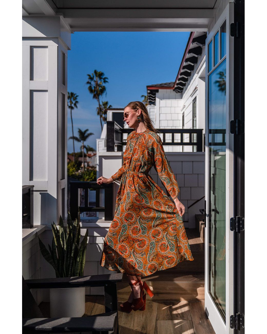 Jennafer Grace Metallic Carmel Paisley Dress
