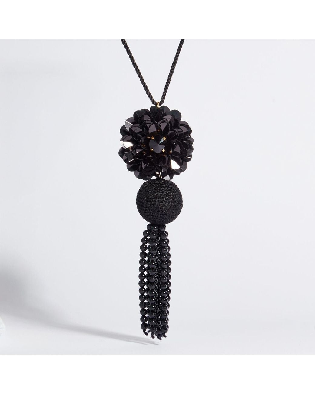 PINAR OZEVLAT White Dahlia Tassel Lariat