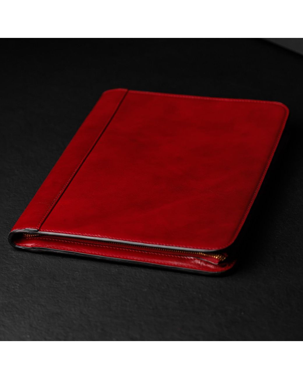 Time Resistance Red Leather Documents Folder Organizer