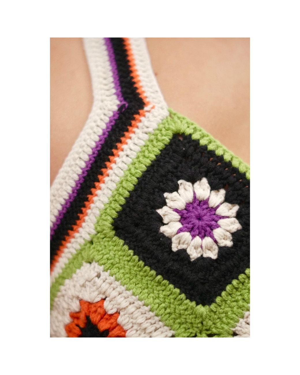 Ana Chic Green Diamond Flower Handmade Crochet Crop Top