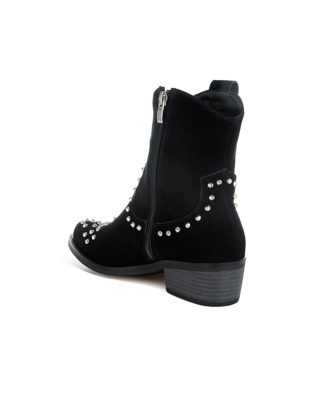 Rag & Co Black Hira Studs Embellished Cowboy Boots