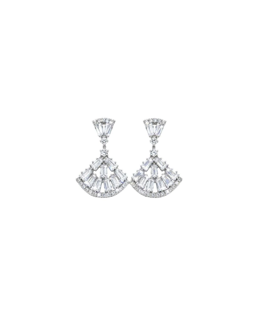 Uchi and Soto White Gingko Rhinestone Earrings