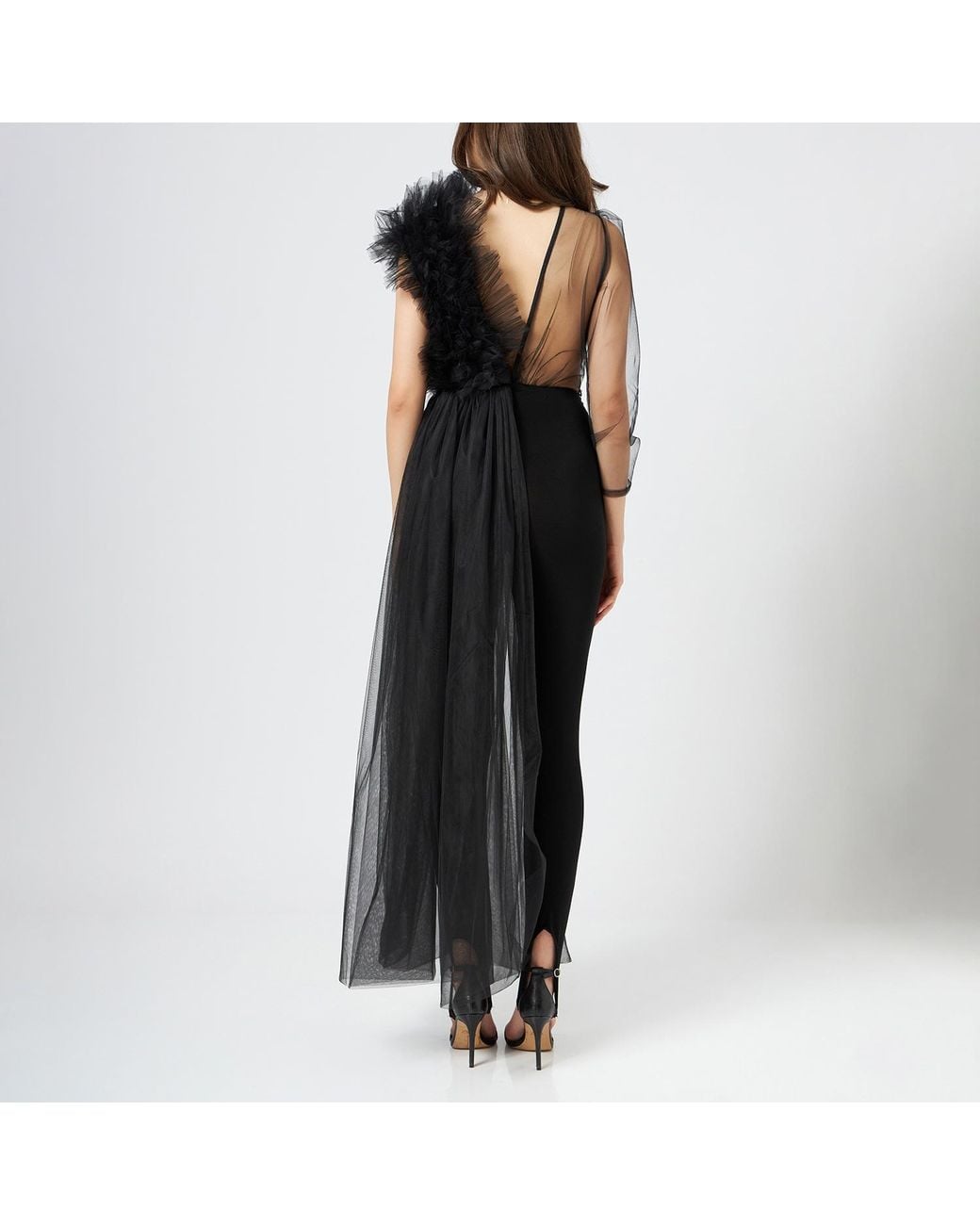 LIA ARAM Black Transparency Deconstructed Bodysuit