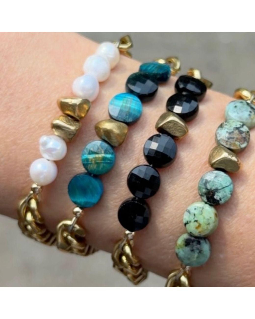 Rachel Nathan Green Remix: African & Brass Stone Bracelet
