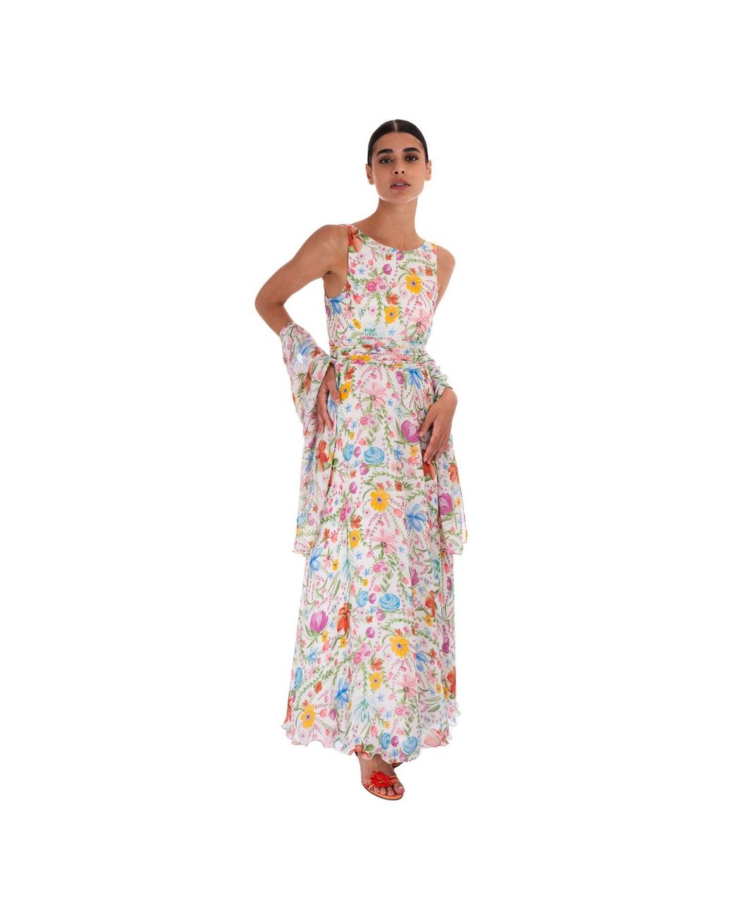 Sofia Tsereteli White Watercolour Garden Gown