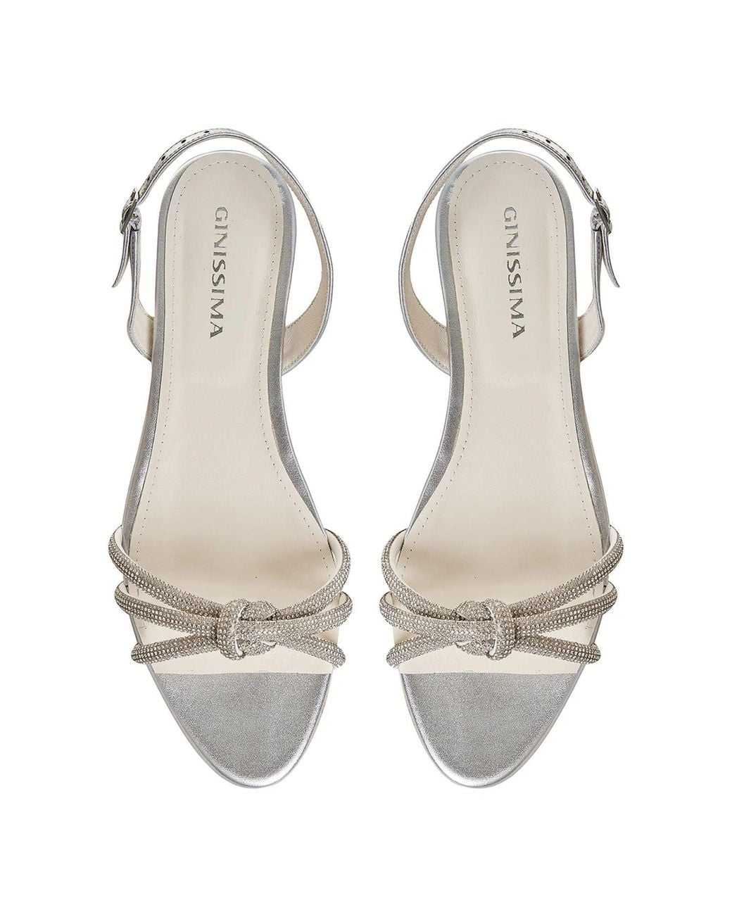 Ginissima White Daisy Sandals, Genuine Leather, Round Toe