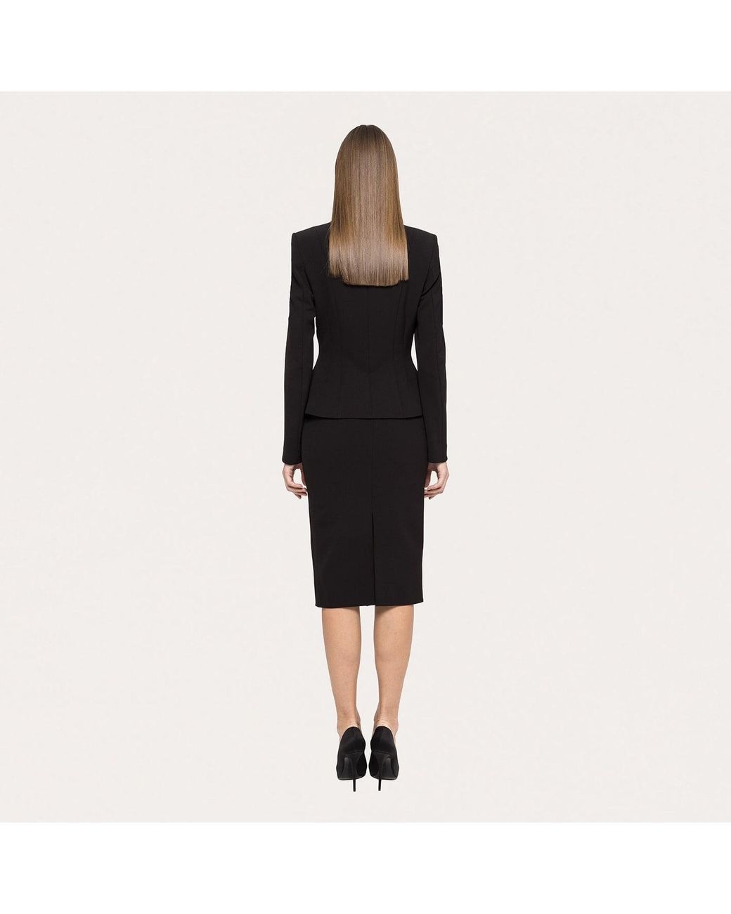Nissa Black High-Waisted Midi Skirt