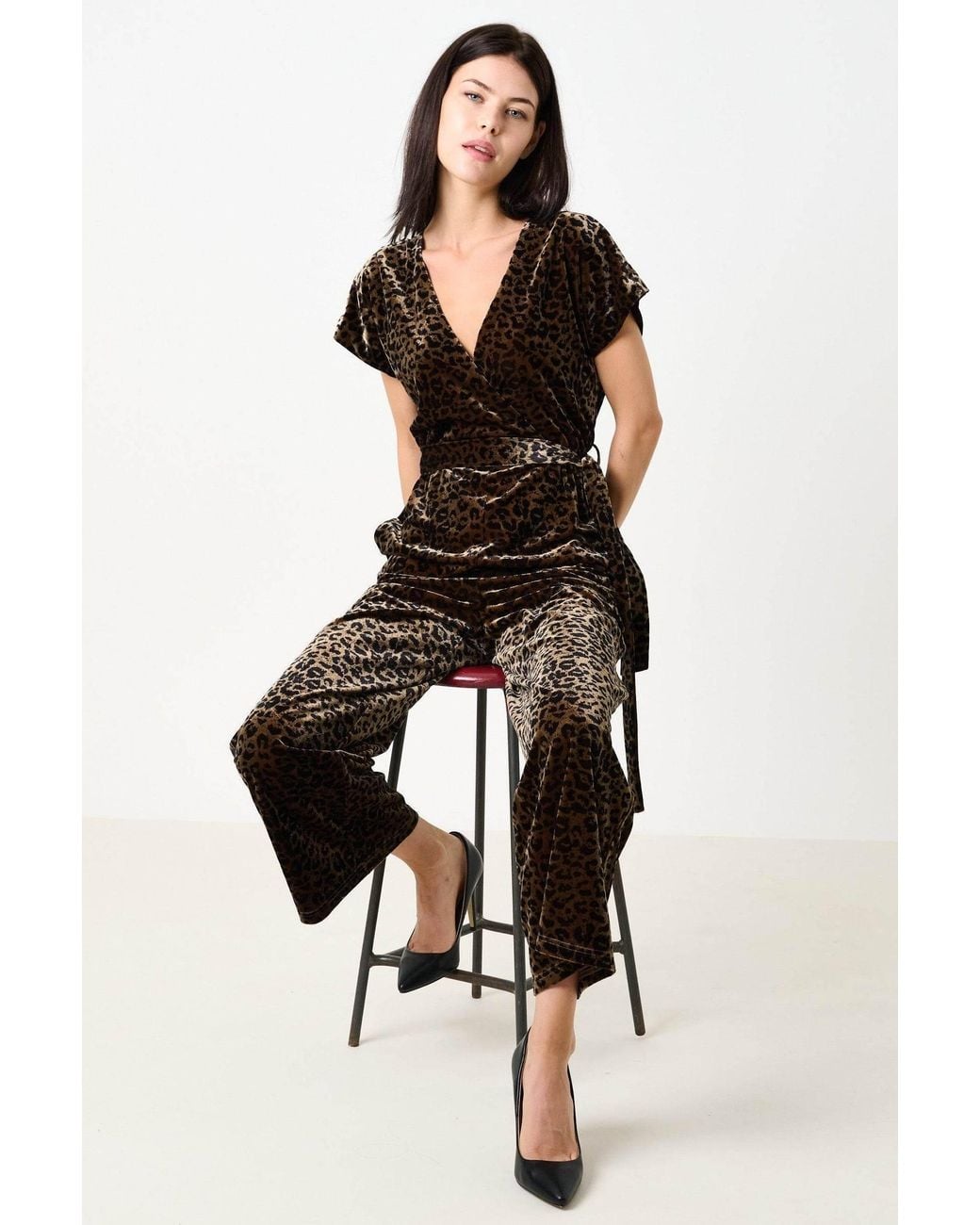 Louche Black Neutrals Tiffany Velvet Roar Jumpsuit