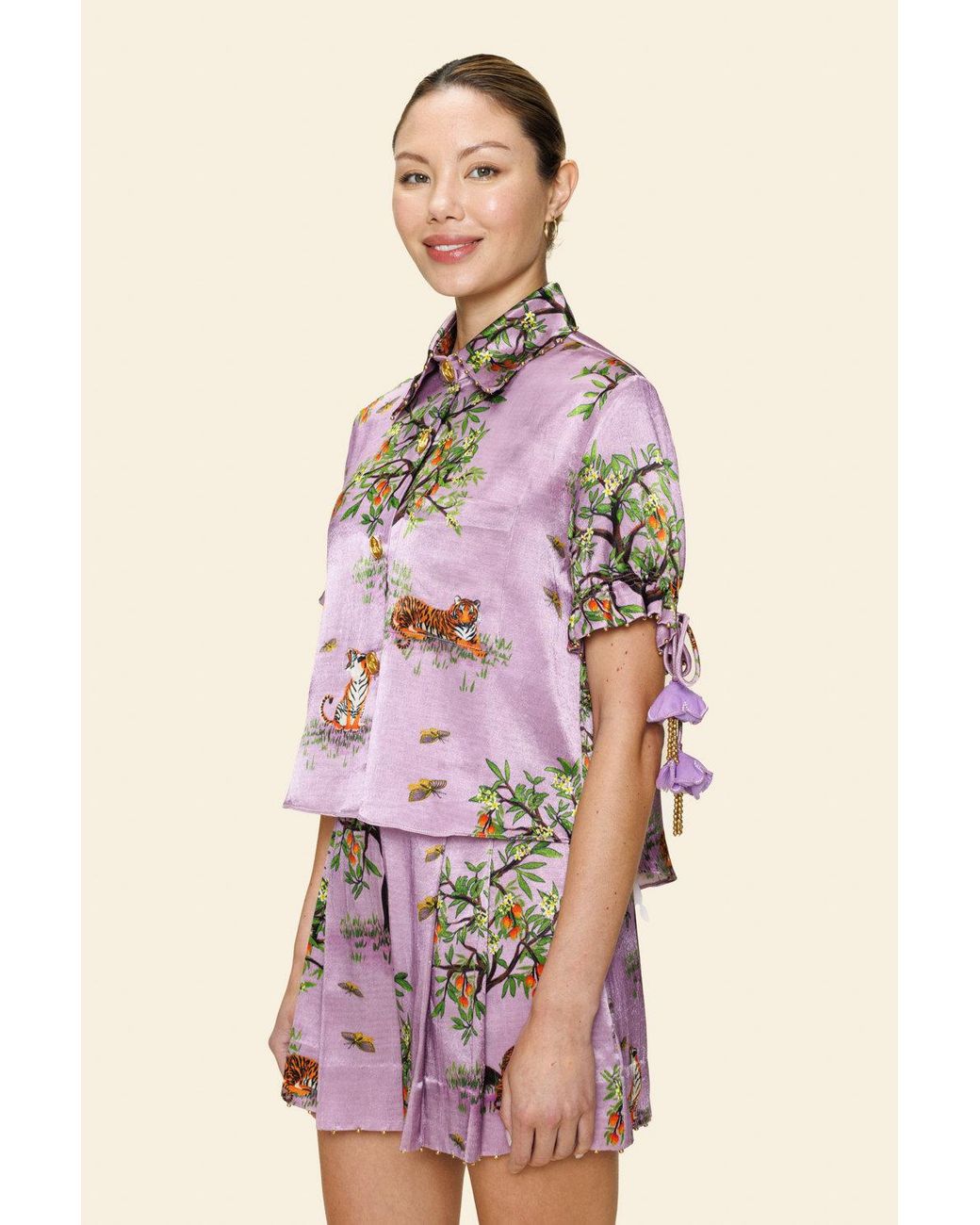 Ashaki Pink Relaxed Lilac Shanti Tiger Shirt