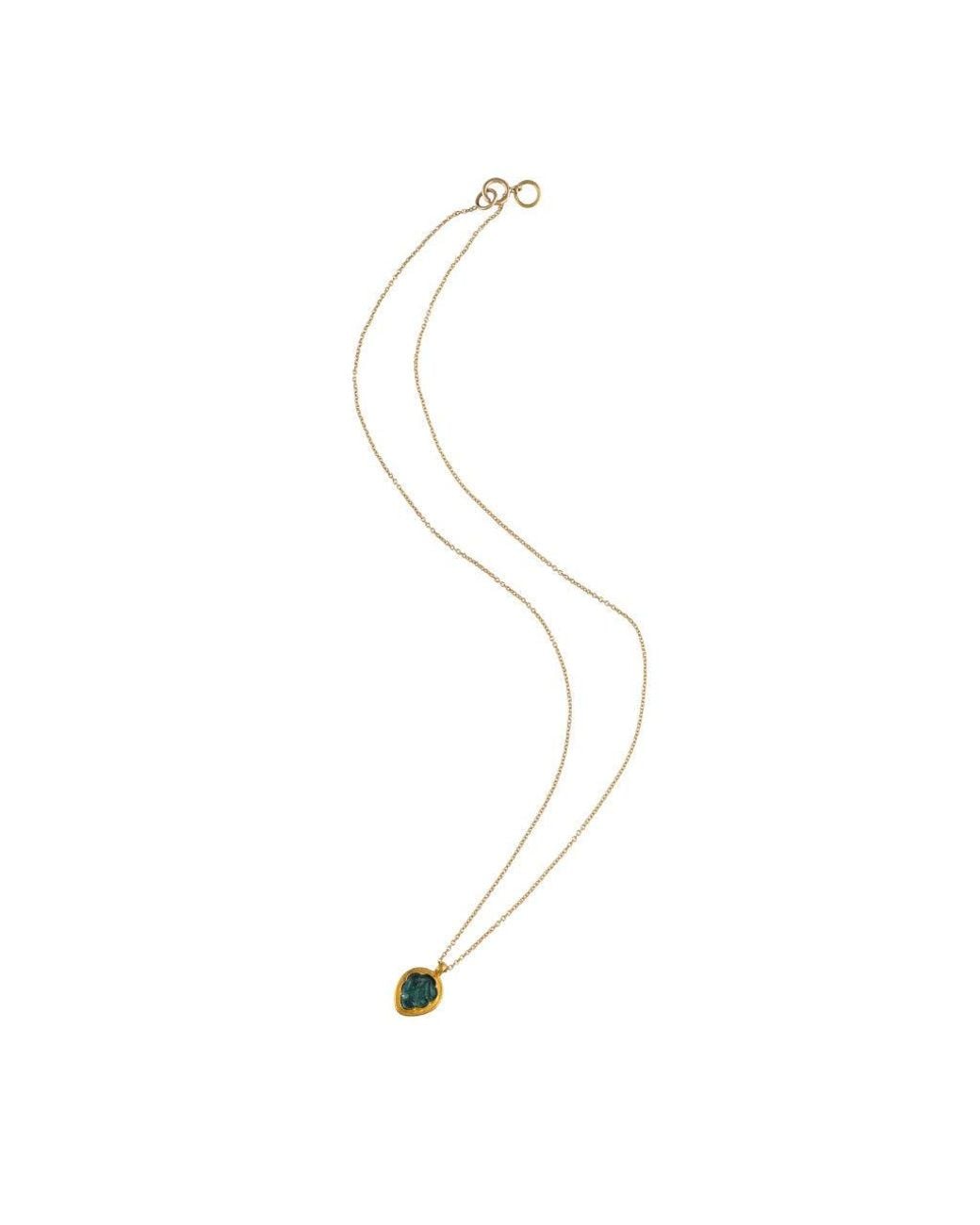 Opium Jewels Metallic Hand Carved Eighteen Carat Emerald Pendant On Eighteen Carat Fine Chain