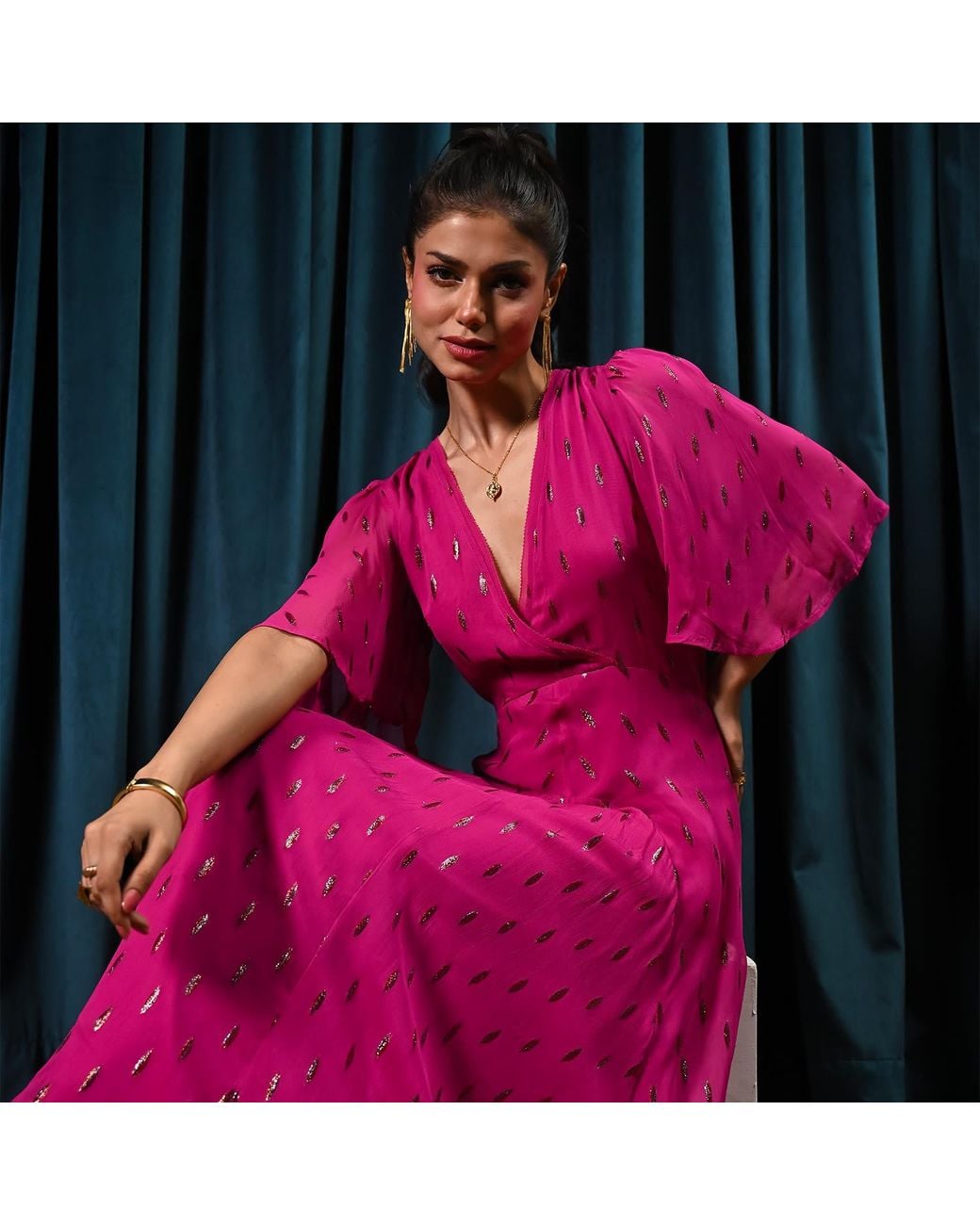 Rose & Nancy Pink Talia Fuchsia Maxi Dress