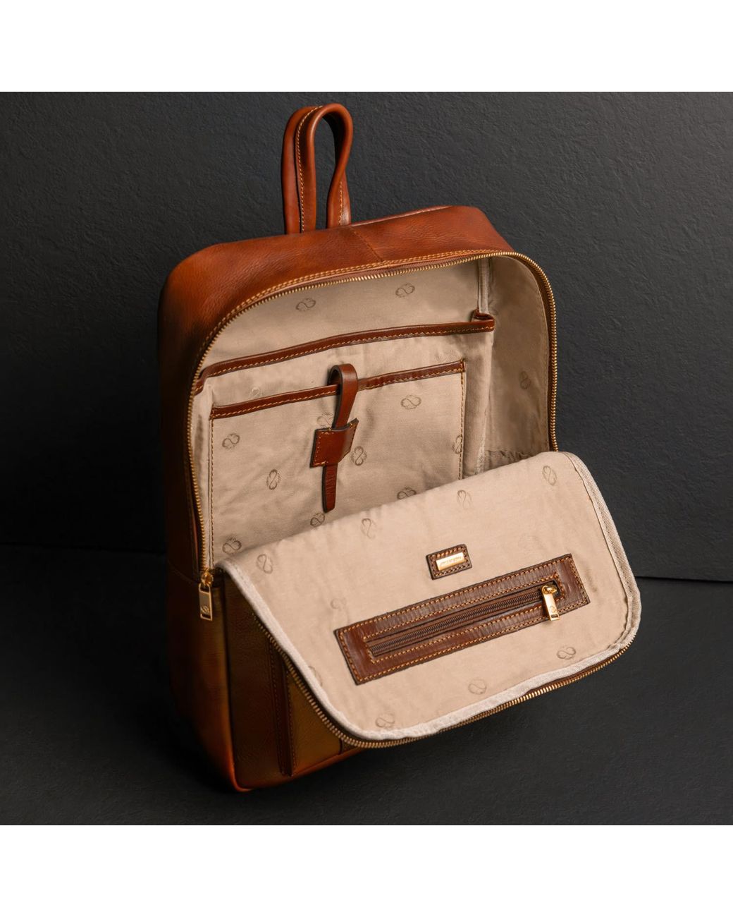 Time Resistance Brown Leather Backpack Travel Bag