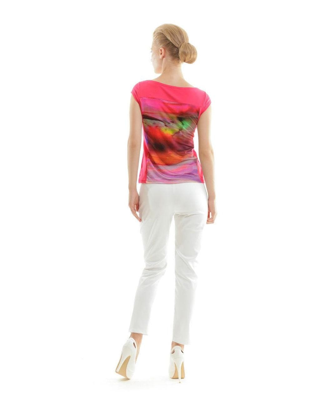Conquista Pink Print & Solid Colour Top