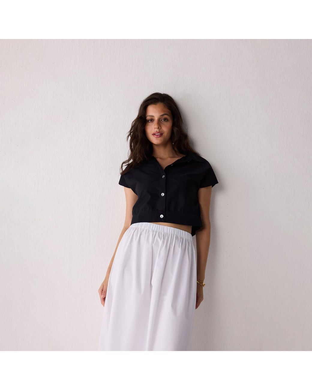 REISTOR Black Oversized Crop Shirt
