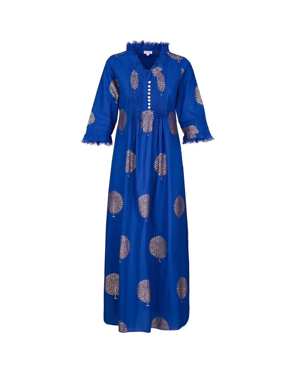 At Last Blue Cotton Annabel Maxi Dress