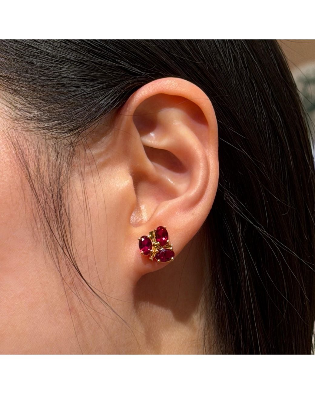 Juvetti Pink Ligna Oval Sapphire Cluster Stud Earrings